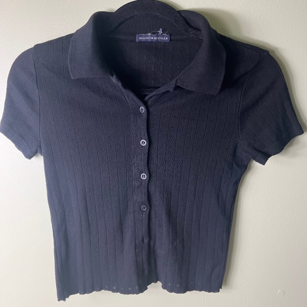 Brandy Melville Black collared button up Size S